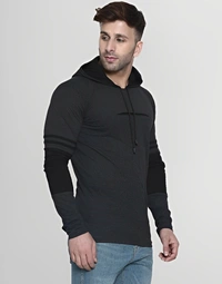 HELMONT Color Block Men Hooded Neck Grey - Dove Gray, S