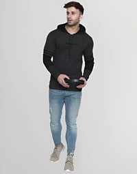 HELMONT Color Block Men Hooded Neck Grey - Dove Gray, S