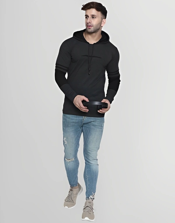 HELMONT Color Block Men Hooded Neck Grey - Dove Gray, S
