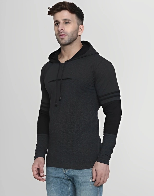 HELMONT Color Block Men Hooded Neck Grey - Dove Gray, S