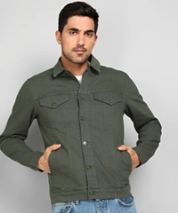 Urbano Fashion Full Sleeve Washed Men Denim Jacket - L