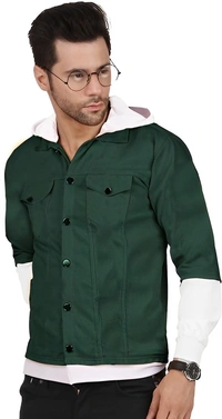 Plus91 Full Sleeve Solid Men Denim Jacket - L