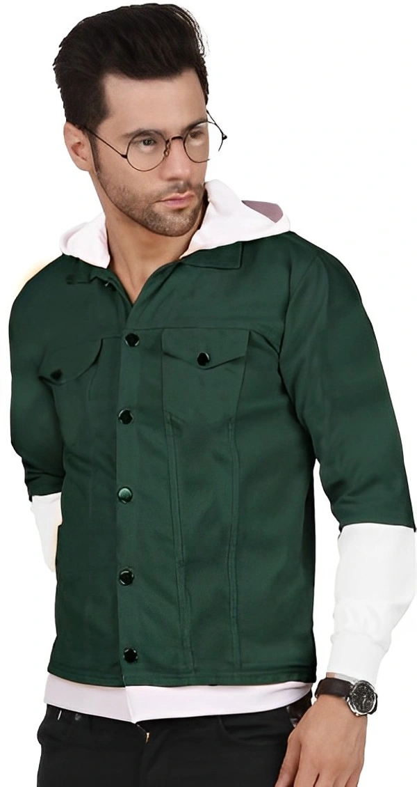 Plus91 Full Sleeve Solid Men Denim Jacket - L