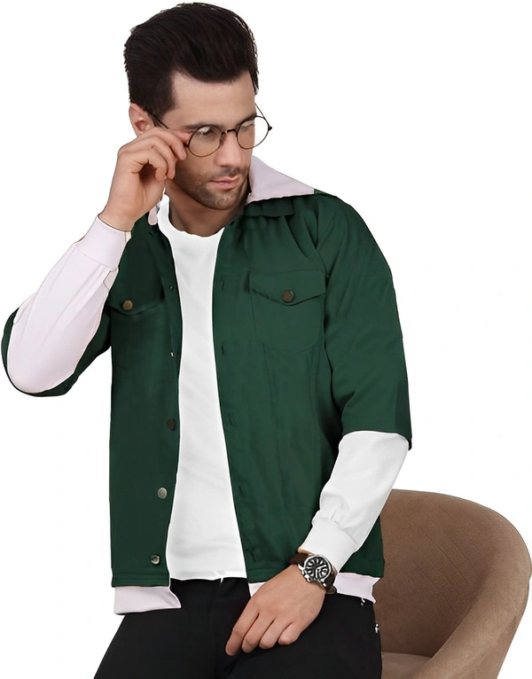 Plus91 Full Sleeve Solid Men Denim Jacket - L