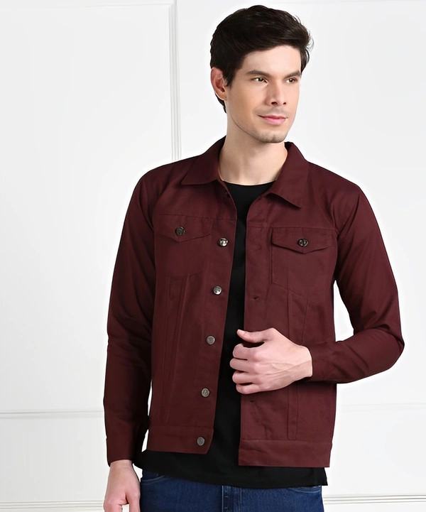 MONTREZ Full Sleeve Washed Men Jacket - Maroon, S