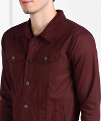 MONTREZ Full Sleeve Washed Men Jacket - Maroon, S