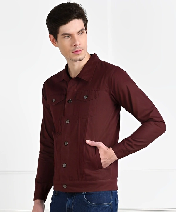 MONTREZ Full Sleeve Washed Men Jacket - Maroon, Xl