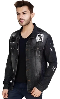 SKENJEL Full Sleeve Solid Men Denim Jacket - Black