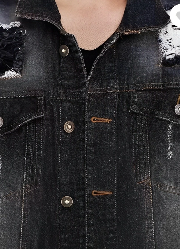 SKENJEL Full Sleeve Solid Men Denim Jacket - Black