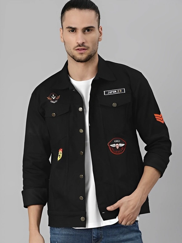 VOXATI Full Sleeve Solid Men Denim Jacket - Black