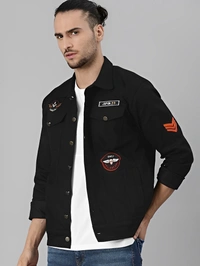 VOXATI Full Sleeve Solid Men Denim Jacket - Black