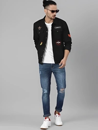 VOXATI Full Sleeve Solid Men Denim Jacket - Black