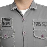 white luxury Full Sleeve Solid Men Denim Jacket