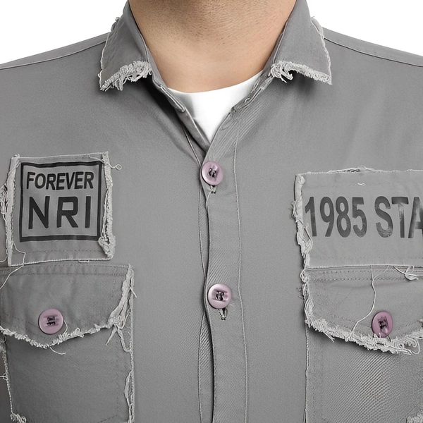 white luxury Full Sleeve Solid Men Denim Jacket