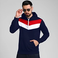 SKITTZZ Full Sleeve Color Block Men Sweatshirt - Navy Blue