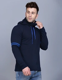 IESHNE LIFESTYLE Full Sleeve Solid Men - Navy Blue