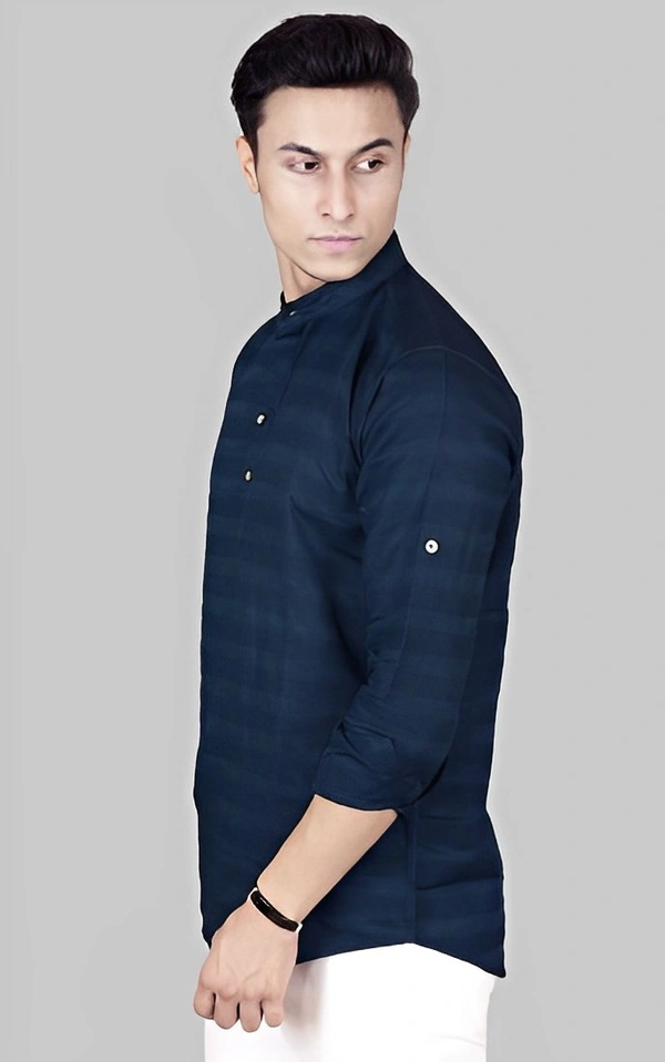 Men Striped Kurta - Navy Blue