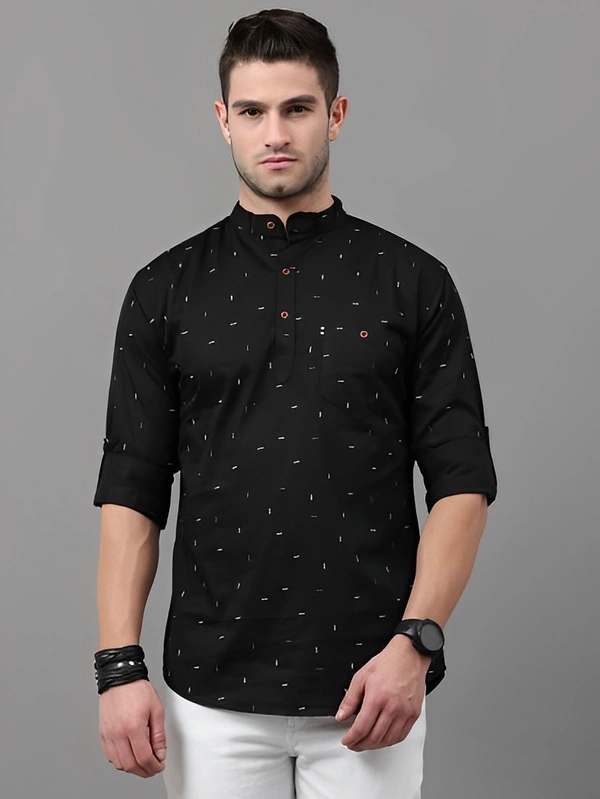 ASIAN FITCH Men Printed Straight Kurta - Black, M