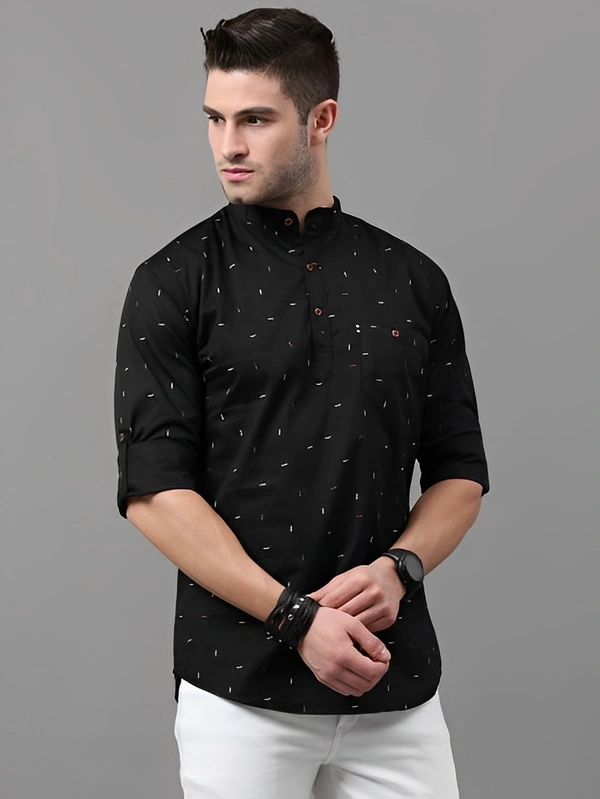 ASIAN FITCH Men Printed Straight Kurta - Black, M