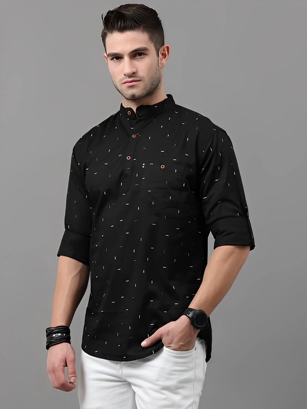 ASIAN FITCH Men Printed Straight Kurta - Black, M