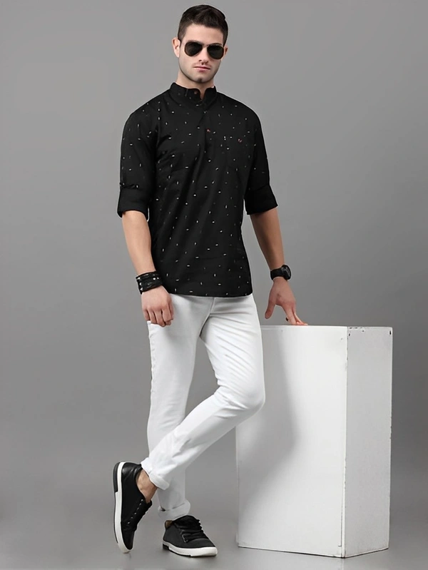 ASIAN FITCH Men Printed Straight Kurta - Black, M