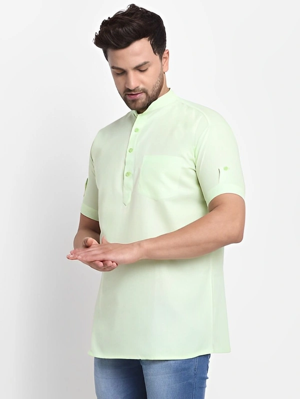 jimba Men Solid Straight Kurta - Mint Green