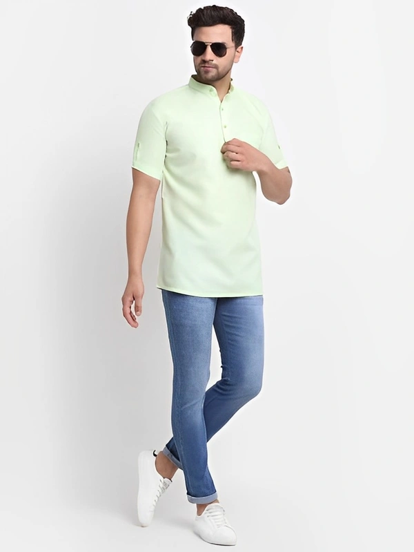 jimba Men Solid Straight Kurta - Mint Green