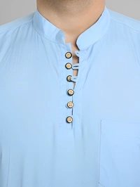Majestic Man Men Solid Straight Kurta - Cornflower Blue, M