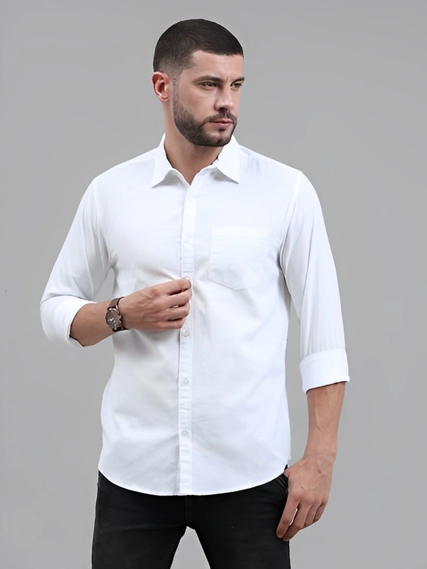 CAMPEUR Men Solid Casual White Shirt - White