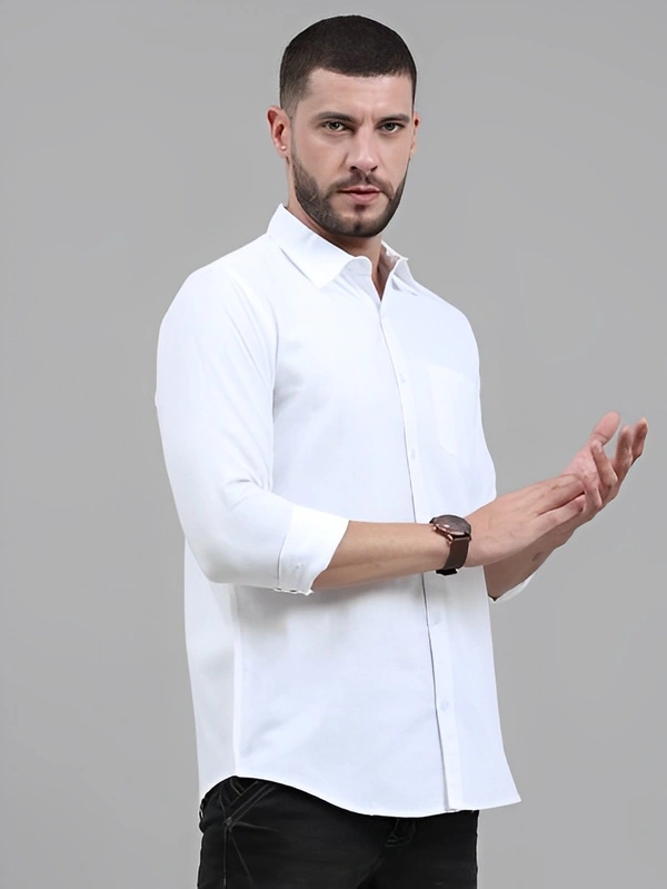 CAMPEUR Men Solid Casual White Shirt - White