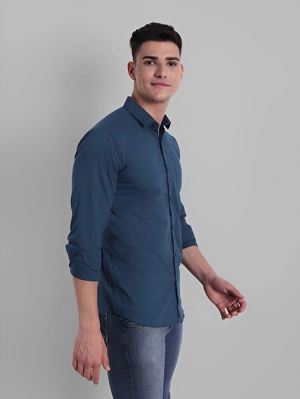 Majestic Man Men Solid Casual Dark Blue Shirt - Navy Blue