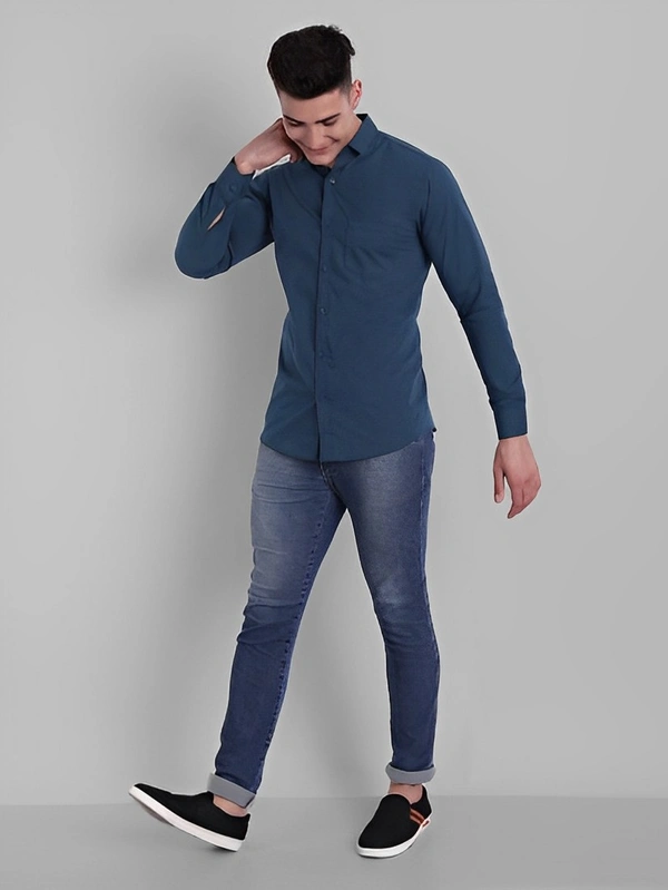 Majestic Man Men Solid Casual Dark Blue Shirt - Navy Blue