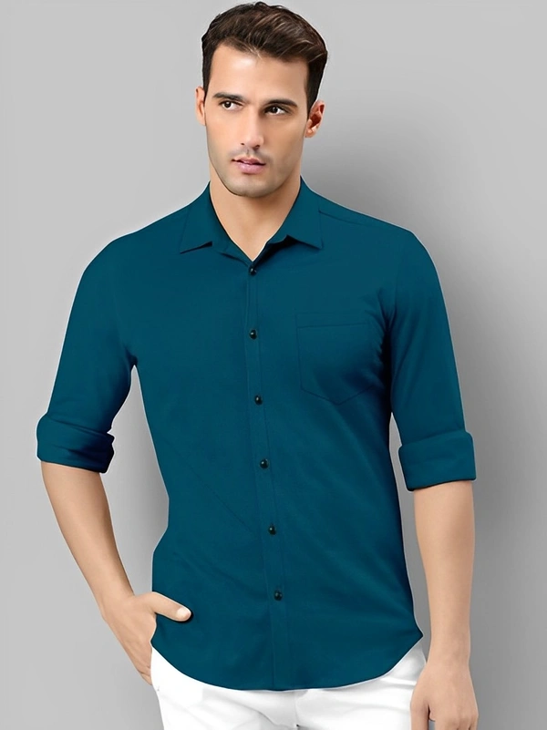 LUQATTI Men Solid Formal Dark Green Shirt