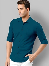 LUQATTI Men Solid Formal Dark Green Shirt