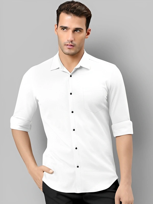 Men Solid Formal White Shirt - White