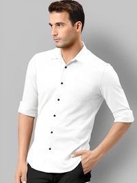 Men Solid Formal White Shirt - White