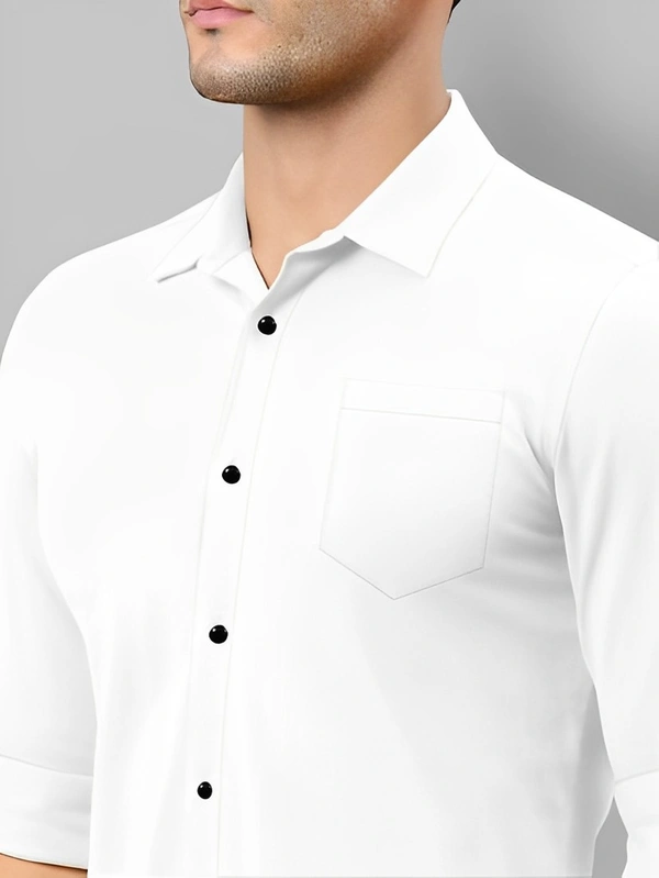 Men Solid Formal White Shirt - White