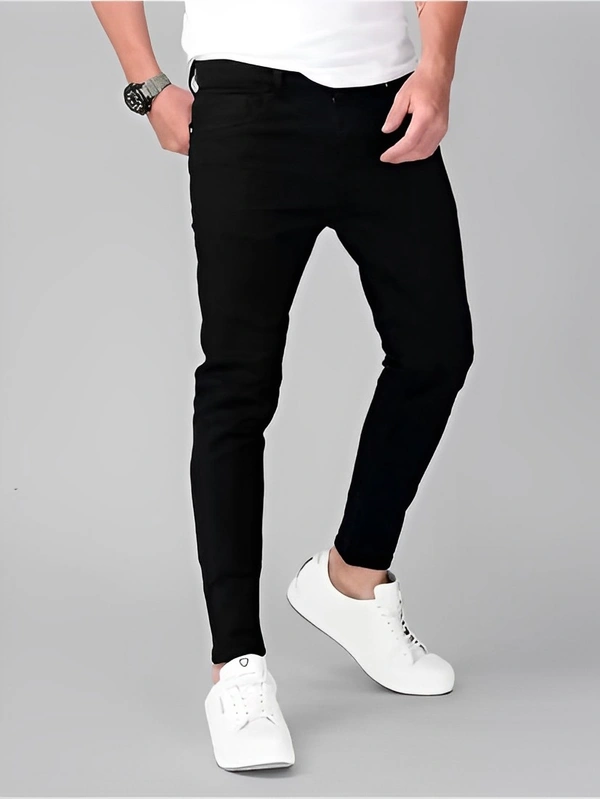 Masterly Weft Slim Men Black Jeans - Black, 32