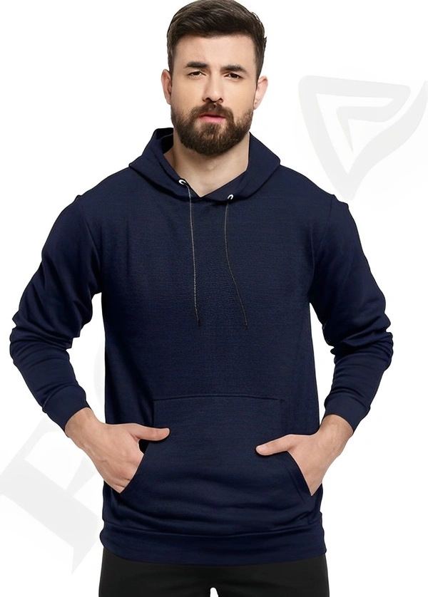 KANGRIN ENTERPRISE Full Sleeve Solid Men Sweatshirt - Navy Blue, S