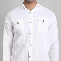 white luxury Full Sleeve Solid Men Denim Jacket - White, S
