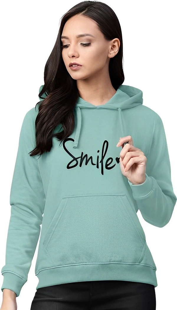 WSRF FAB Full Sleeve Graphic Print Women Sweatshirt - Teal, S
