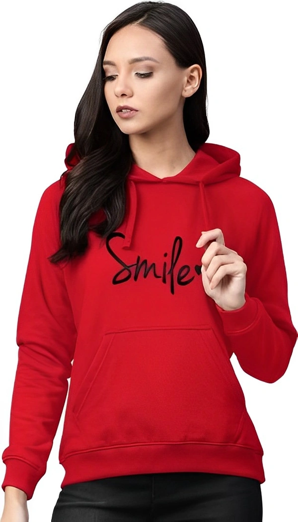 WSRF FAB Full Sleeve Graphic Print Women Sweatshirt - Red, L