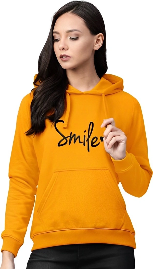 WSRF FAB Full Sleeve Graphic Print Women Sweatshirt - Yellow Orange, S