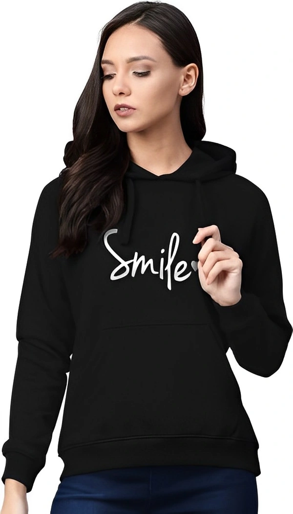 WSRF FAB Full Sleeve Graphic Print Women Sweatshirt - Black, S