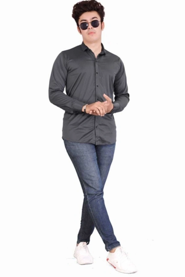 Men Solid Casual Grey Shirt - Gray, M
