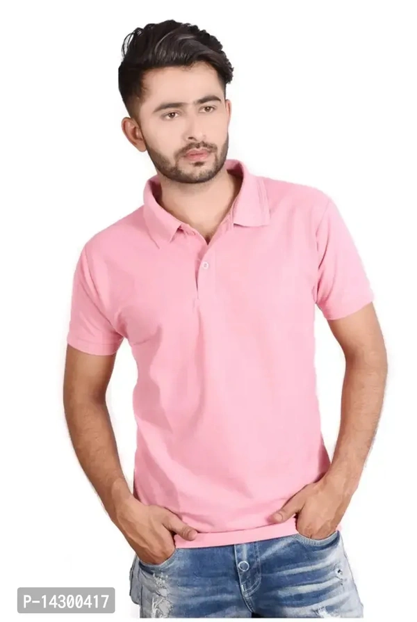 Reliable Pink  Cotton Polo's For Men - Pink Lace, M