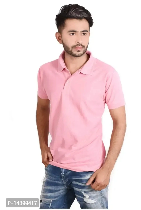 Reliable Pink  Cotton Polo's For Men - Pink Lace, L