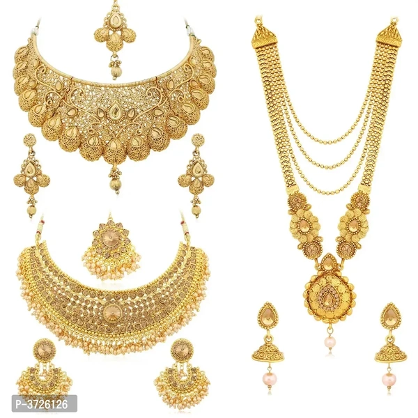 Gold Plated Pearl  Necklace Set For Woman