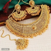 Gold Plated Pearl  Necklace Set For Woman