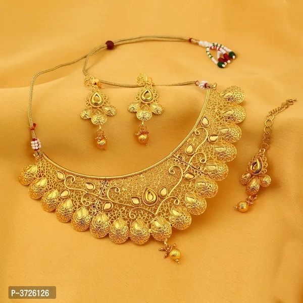 Gold Plated Pearl  Necklace Set For Woman